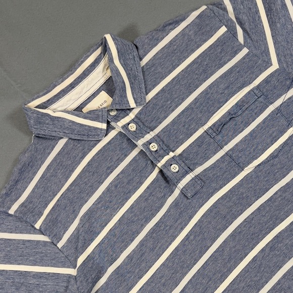 Billy Reid Mens Polo Shirt Striped Short Sleeve Cotton Casual Blue Size Large - Picture 1 of 7